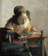 Johannes Vermeer Lace embroidery woman Sweden oil painting artist